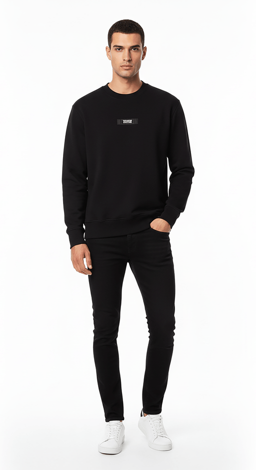 Versace Jeans Couture Black Cotton Mens Minimalist Logo Sweatshirt
