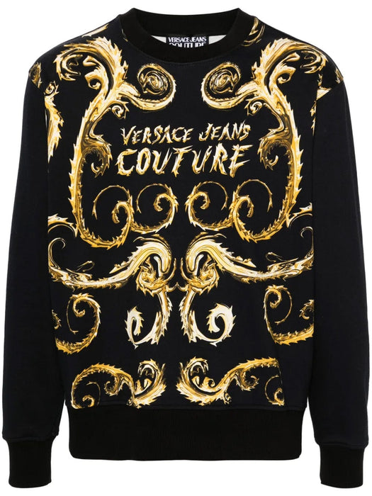 Versace Jeans Couture Black/Gold Cotton Mens Baroque Print Sweatshirt