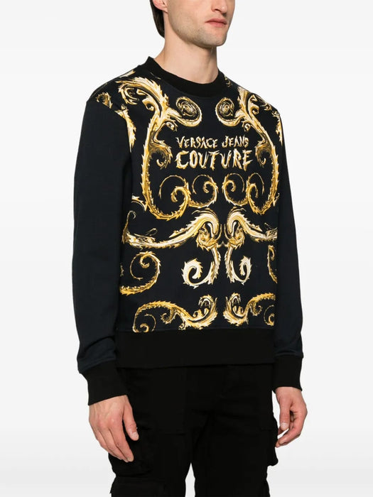 Versace Jeans Couture Black/Gold Cotton Mens Baroque Print Sweatshirt