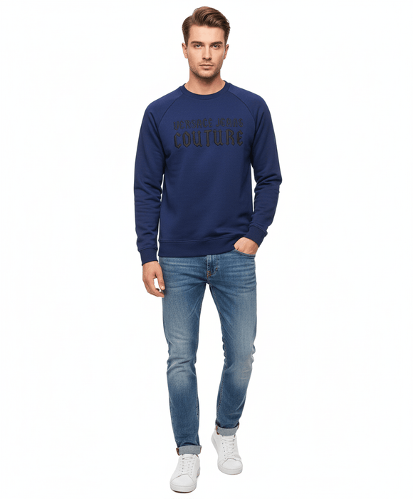 Versace Jeans Couture Steel Blue Cotton Mens Sweatshirt