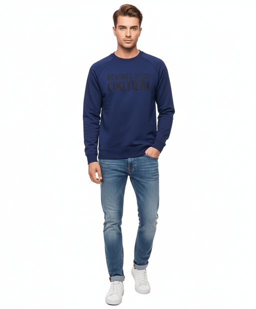 Versace Jeans Couture Steel Blue Cotton Mens Sweatshirt