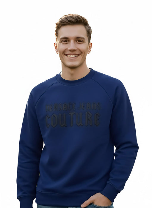 Versace Jeans Couture Steel Blue Cotton Mens Sweatshirt