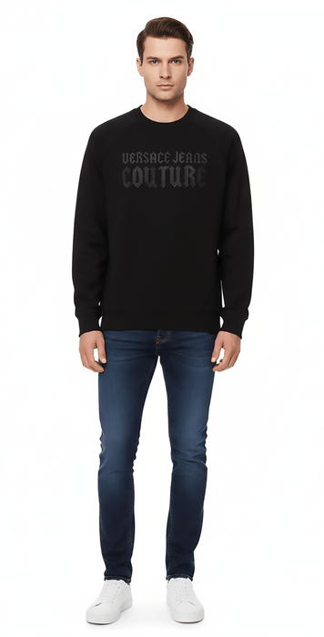 Versace Jeans Couture Black Cotton Mens Gothic Logo Print Sweatshirt-L