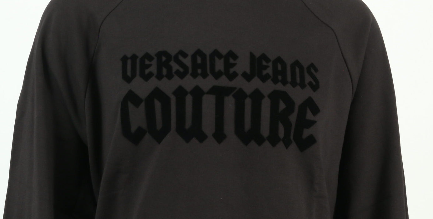 Versace Jeans Couture Black Cotton Mens Gothic Logo Print Sweatshirt
