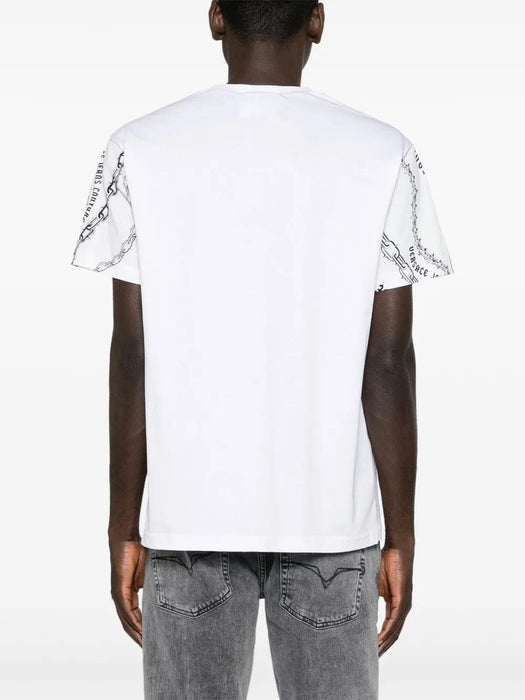 Versace Jeans Couture White Mens Graphic Chain-Print T-Shirt
