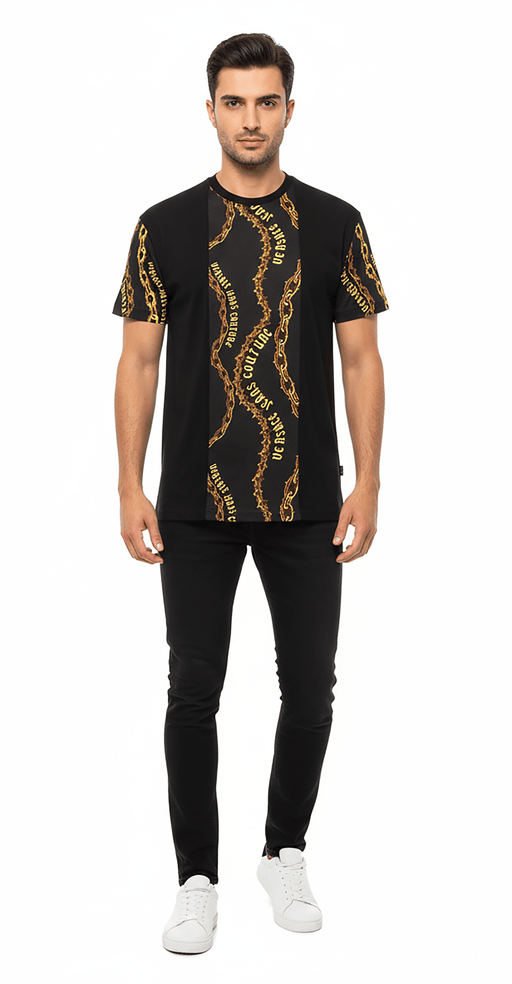 Versace Jeans Couture Black/Gold Mens Baroque Chain Print T-Shirt