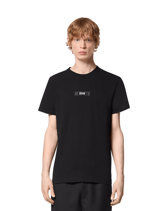 Versace Jeans Couture Black Mens T-Shirt with Woven Chest Patch-XXL