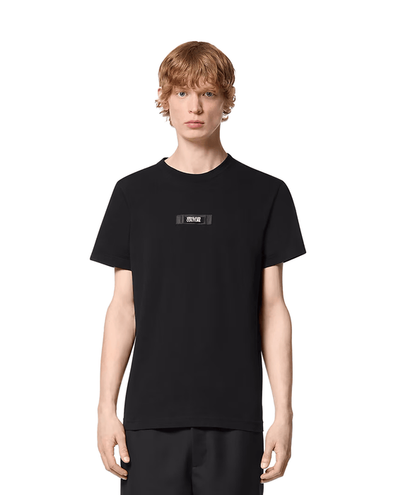 Versace Jeans Couture Black Mens T-Shirt with Woven Chest Patch-XL