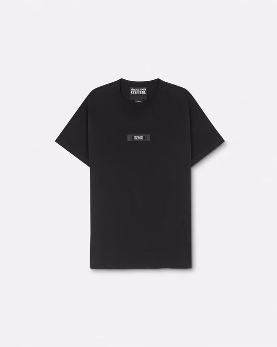 Versace Jeans Couture Black Mens T-Shirt with Woven Chest Patch