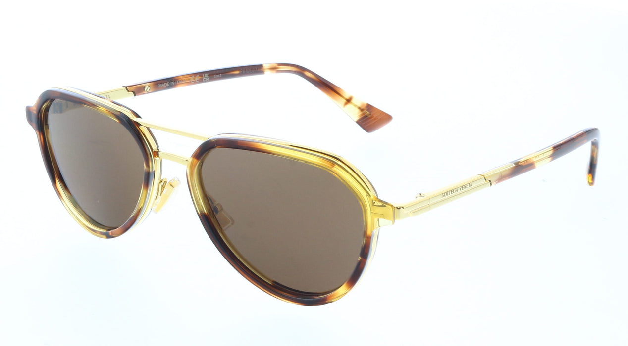 Bottega Veneta BV1373S-002 Elegant Tortoiseshell & Gold Aviator