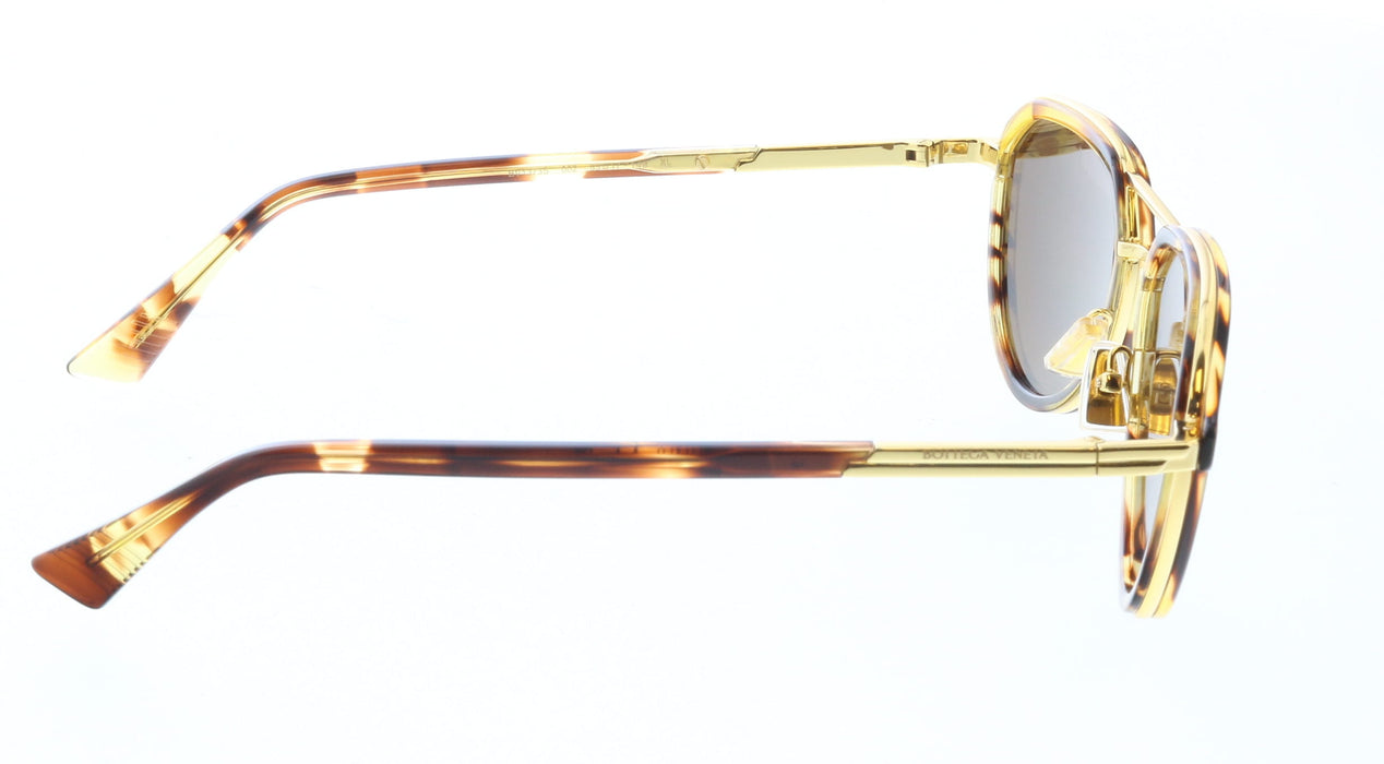 Bottega Veneta BV1373S-002 Elegant Tortoiseshell & Gold Aviator