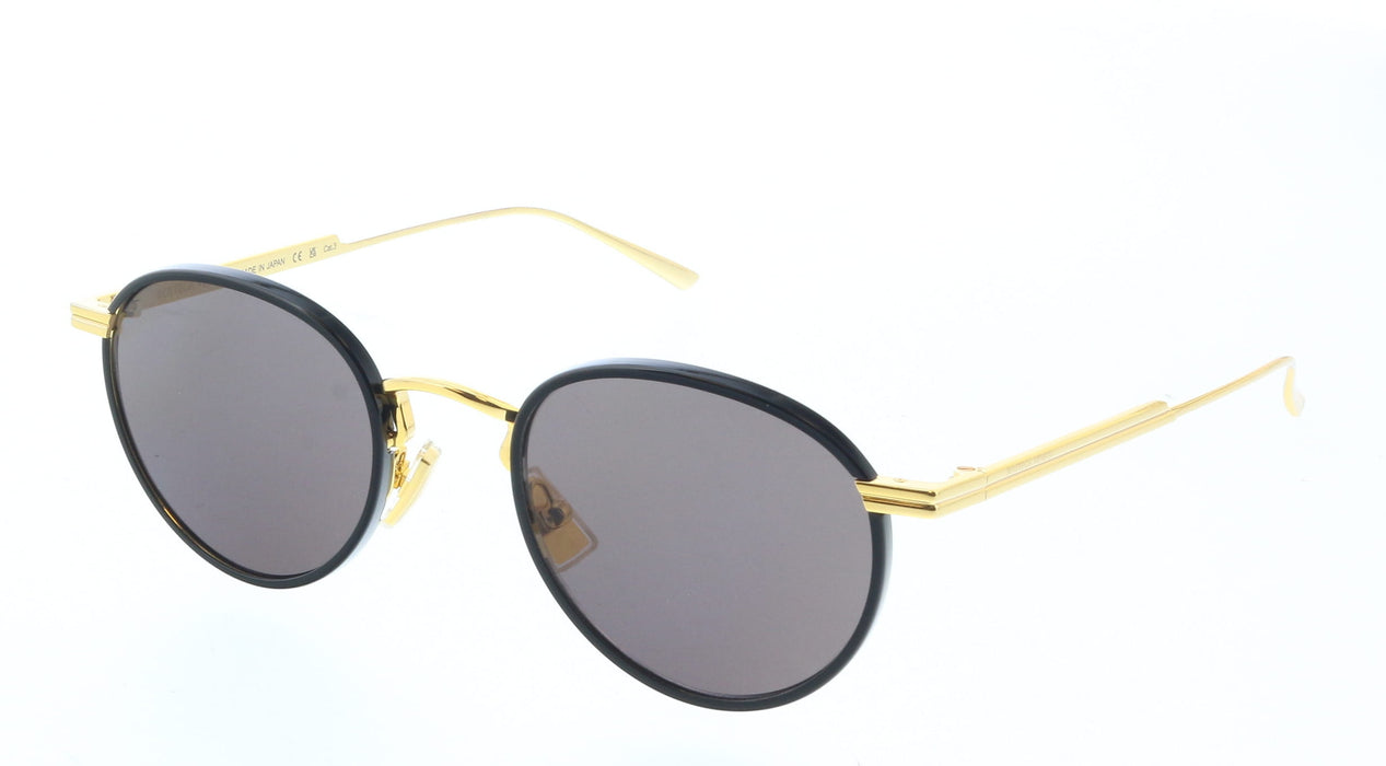 Bottega Veneta BV1389S-001 Round Gold-Trimmed Sunglasses – Luxe