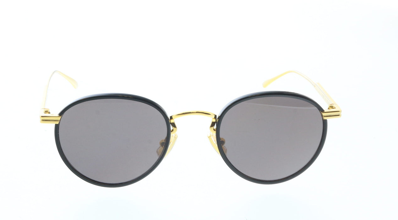 Bottega Veneta BV1389S-001 Round Gold-Trimmed Sunglasses – Luxe