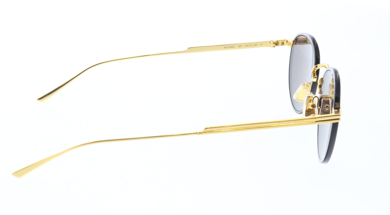 Bottega Veneta BV1389S-001 Round Gold-Trimmed Sunglasses – Luxe