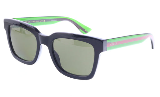 Gucci GG0001SN-002  Retro Black Square Sunglasses with Green & Red Temples