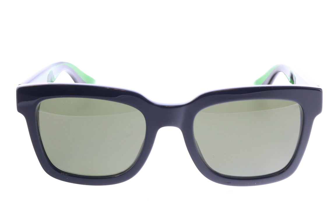 Gucci GG0001SN-002  Retro Black Square Sunglasses with Green & Red Temples