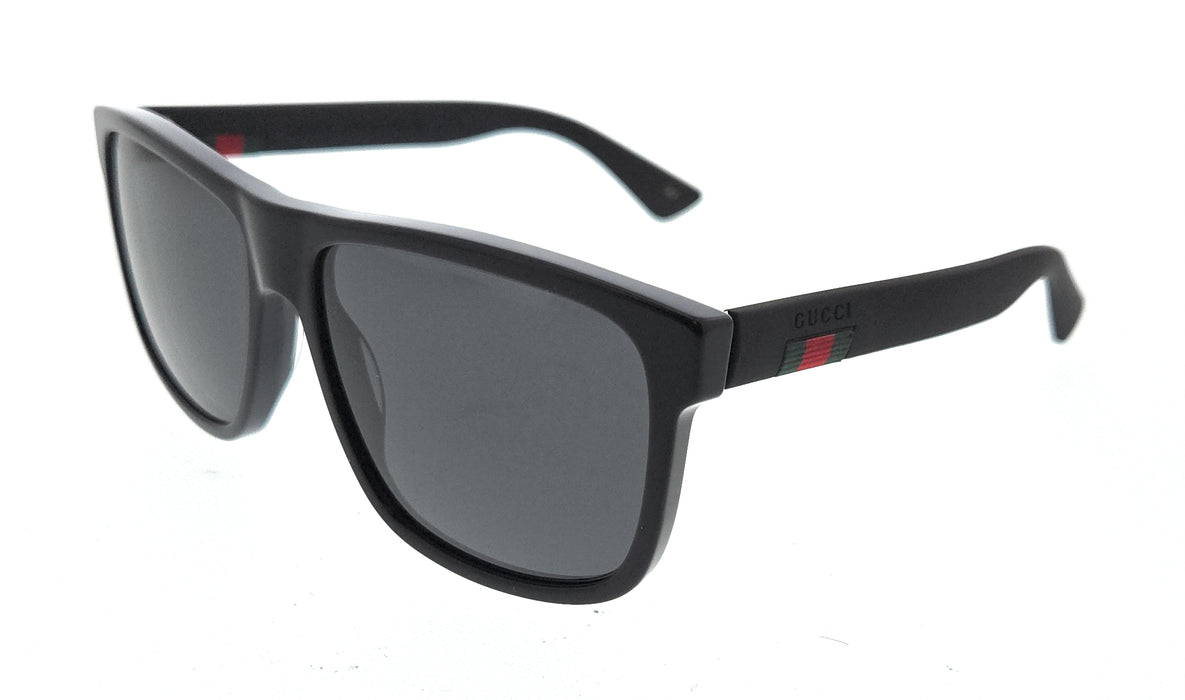 Gucci GG0010S-001 Matte Black Square Sunglasses with Signature Web Stripe
