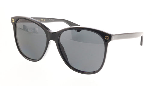 Gucci GG0024S-001 Chic Black Cat-Eye Shades with Gold Rivet Detail