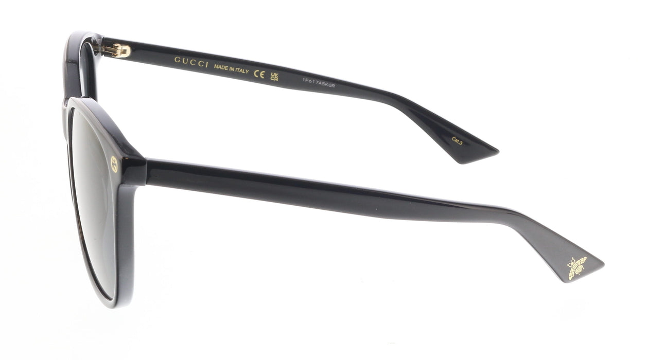 Gucci GG0024S-001 Chic Black Cat-Eye Shades with Gold Rivet Detail