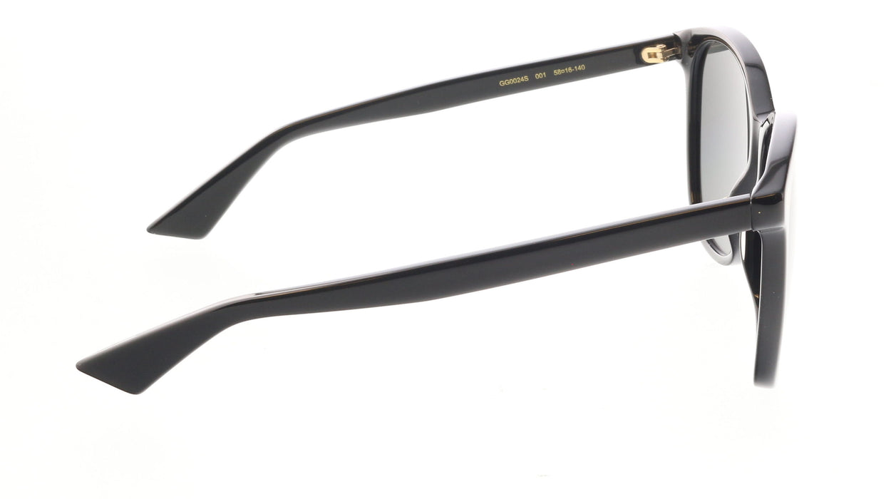 Gucci GG0024S-001 Chic Black Cat-Eye Shades with Gold Rivet Detail