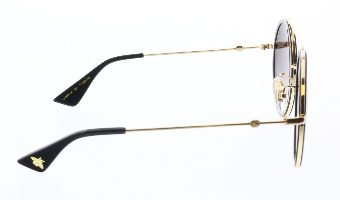 Gucci GG0061S-001 Vintage-Inspired  Round Gold Sunglasses