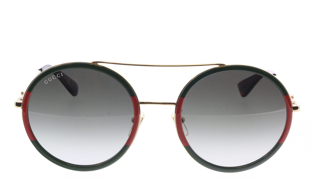 Gucci GG0061S-003  Round Sunglasses with Signature Green-Red Accents