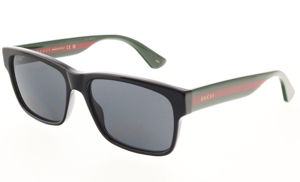 Gucci GG0340S-006 Rectangle Frame Sunglasses with Green-Red Detail