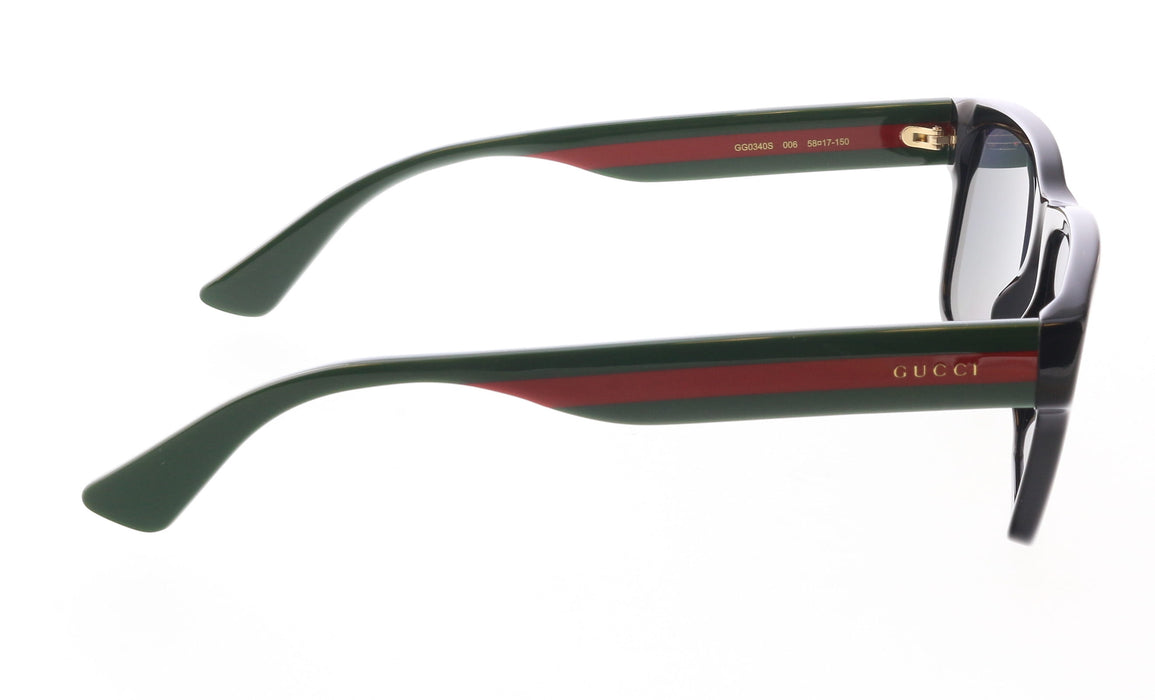 Gucci GG0340S-006 Rectangle Frame Sunglasses with Green-Red Detail
