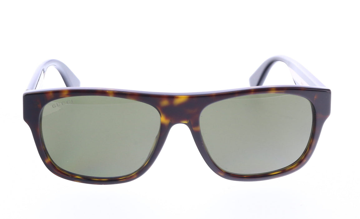 Gucci GG0341S-003 Tortoiseshell Square Sunglasses with Beige Accent