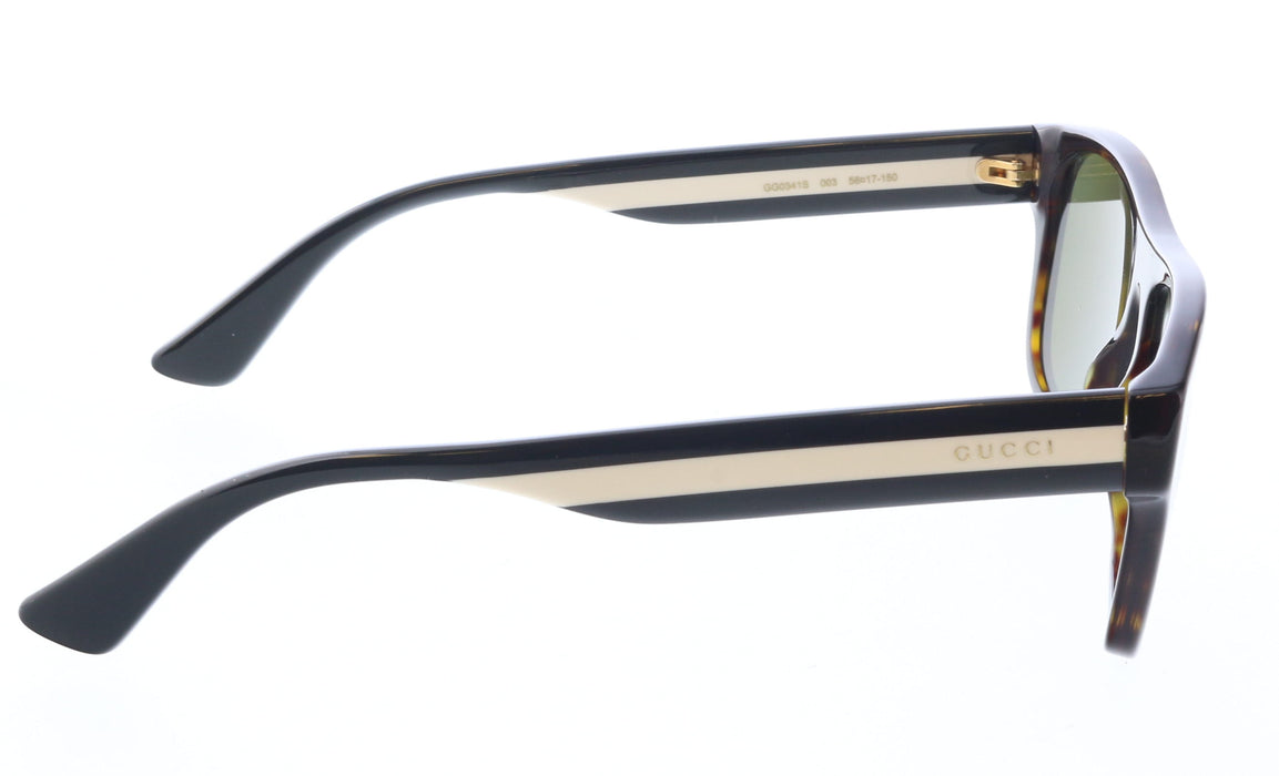 Gucci GG0341S-003 Tortoiseshell Square Sunglasses with Beige Accent