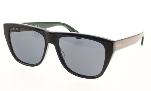 Gucci GG0926S-001 Sleek Black Square Sunglasses with Dark Lenses and Striped Tem