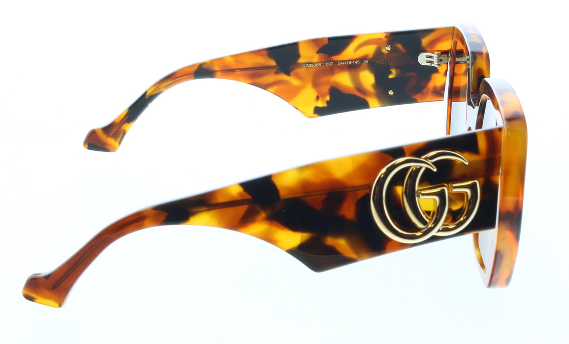 Gucci GG0956S-007 Bold Square Havana Sunglasses with Oversized Brown Lenses