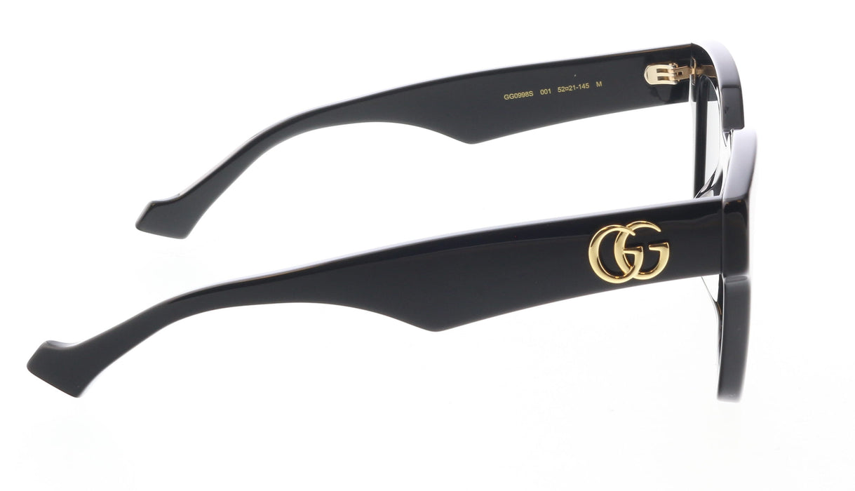Gucci GG0998S-001 Bold Oversized Square Sunglasses with Black Frame and Dark Len
