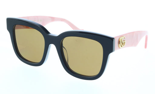 Gucci GG0998S-005 Bold Square Sunglasses with Glossy Black Frame and Pink Marble