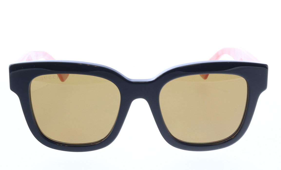 Gucci GG0998S-005 Bold Square Sunglasses with Glossy Black Frame and Pink Marble