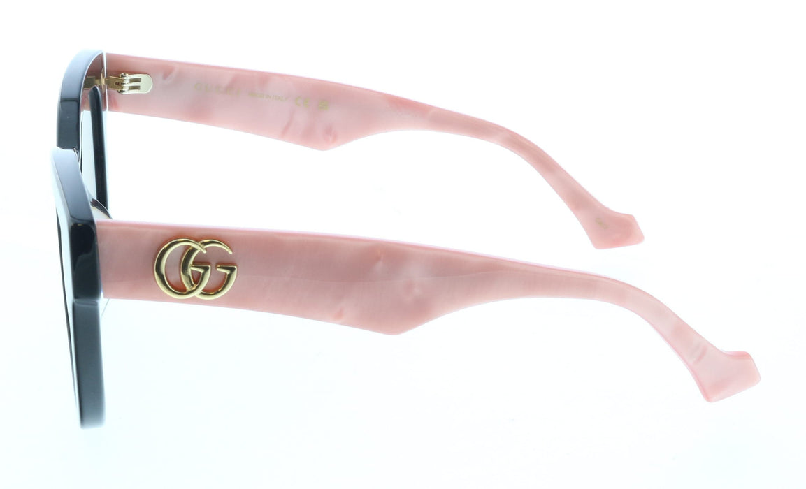 Gucci GG0998S-005 Bold Square Sunglasses with Glossy Black Frame and Pink Marble