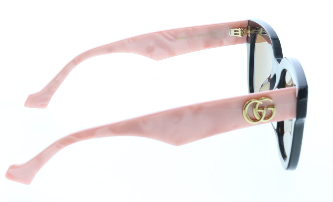 Gucci GG0998S-005 Bold Square Sunglasses with Glossy Black Frame and Pink Marble