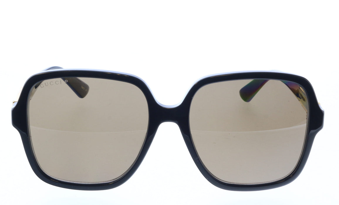 Gucci GG1189S-001 Oversized Black Square Sunglasses with Gold Cutout Temples and
