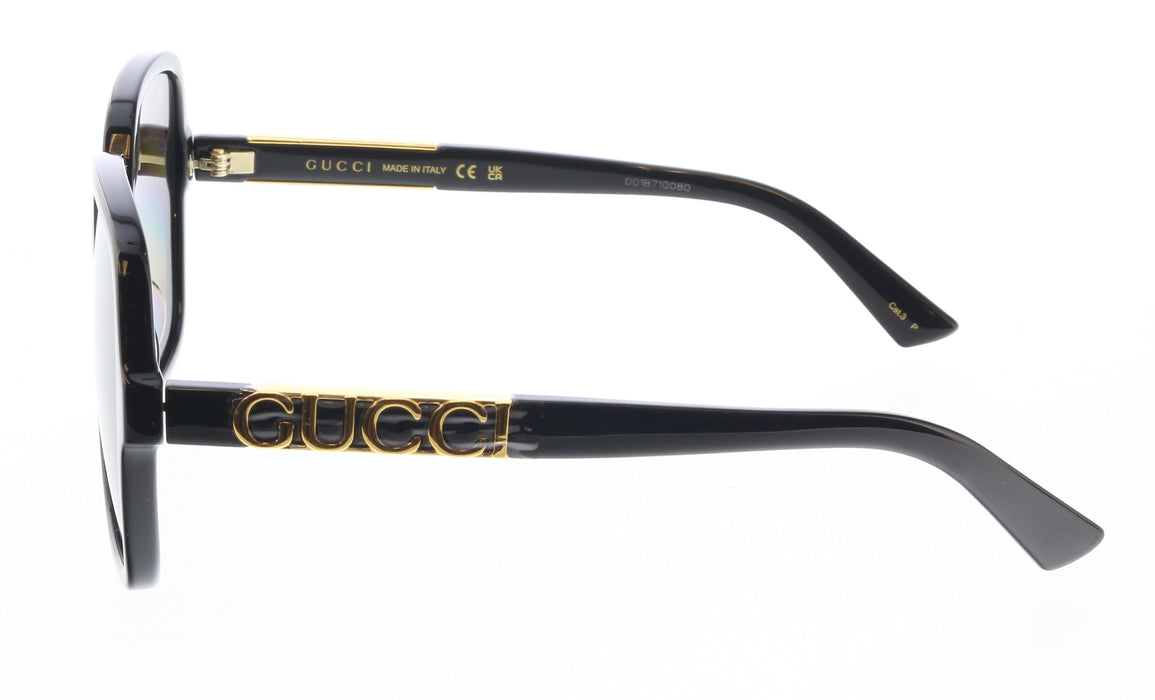Gucci GG1189S-001 Oversized Black Square Sunglasses with Gold Cutout Temples and