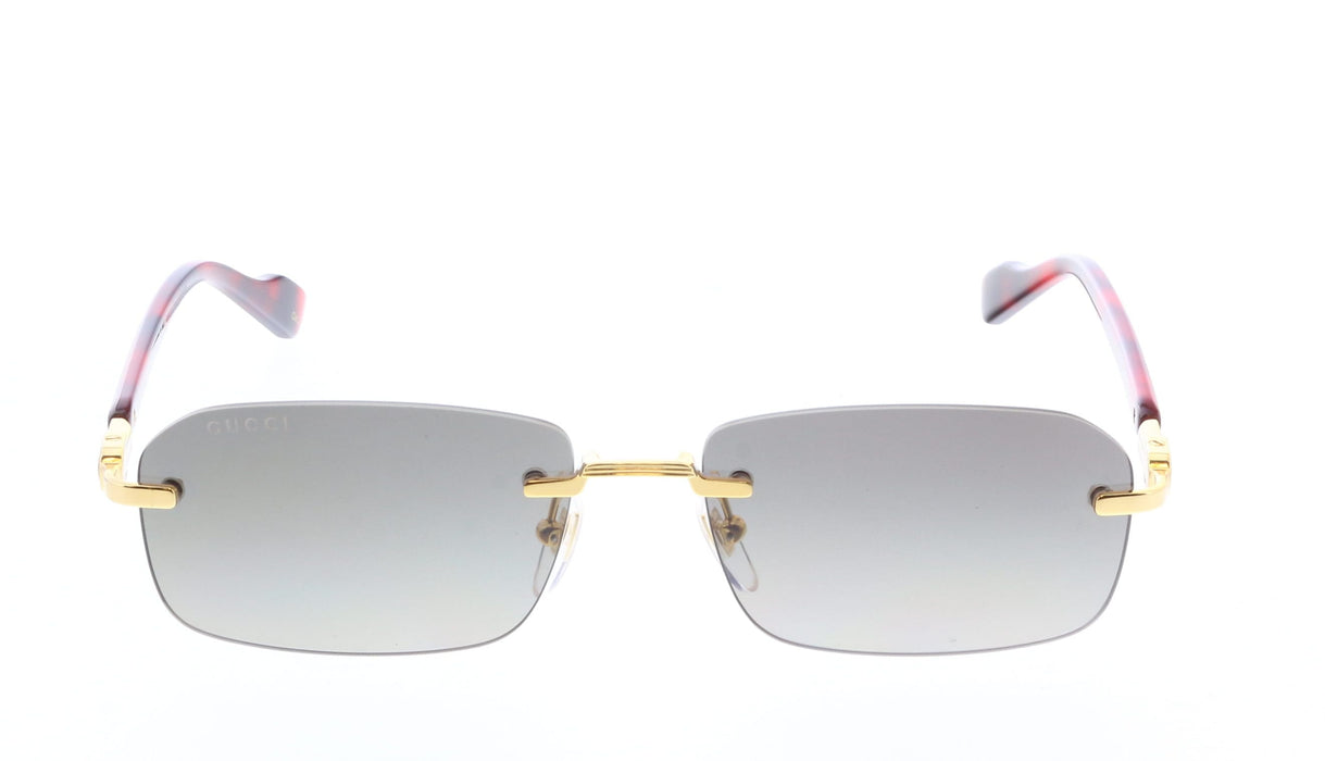 Gucci GG1221S-006 Luxury Rimless Sunglasses with Gold Detailing & Green Gradient