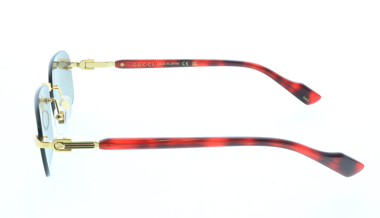 Gucci GG1221S-006 Luxury Rimless Sunglasses with Gold Detailing & Green Gradient