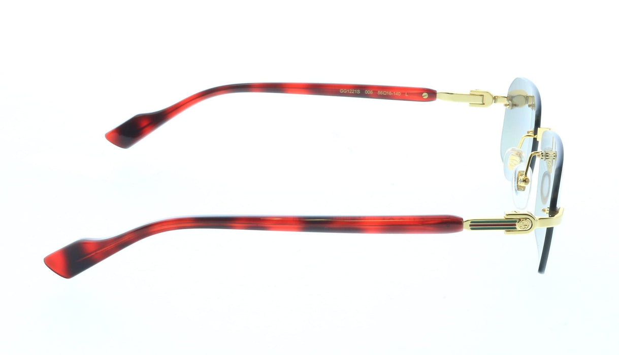 Gucci GG1221S-006 Luxury Rimless Sunglasses with Gold Detailing & Green Gradient