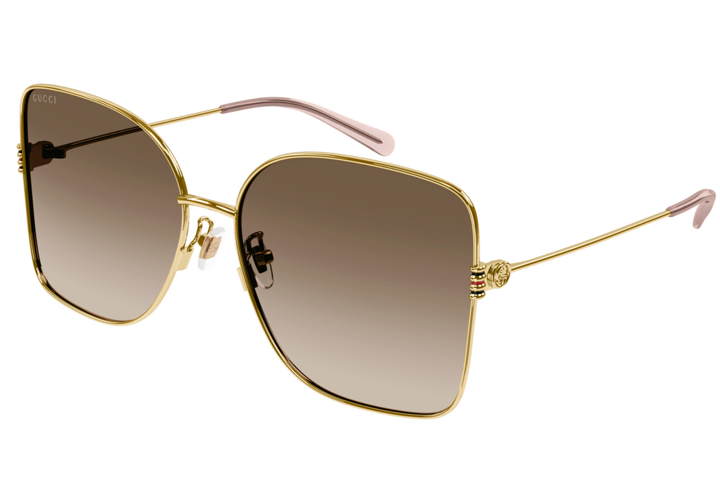 Gucci GG1282SA-003 Gold Frame Oversized Butterfly Sunglasses with Gradient Brown