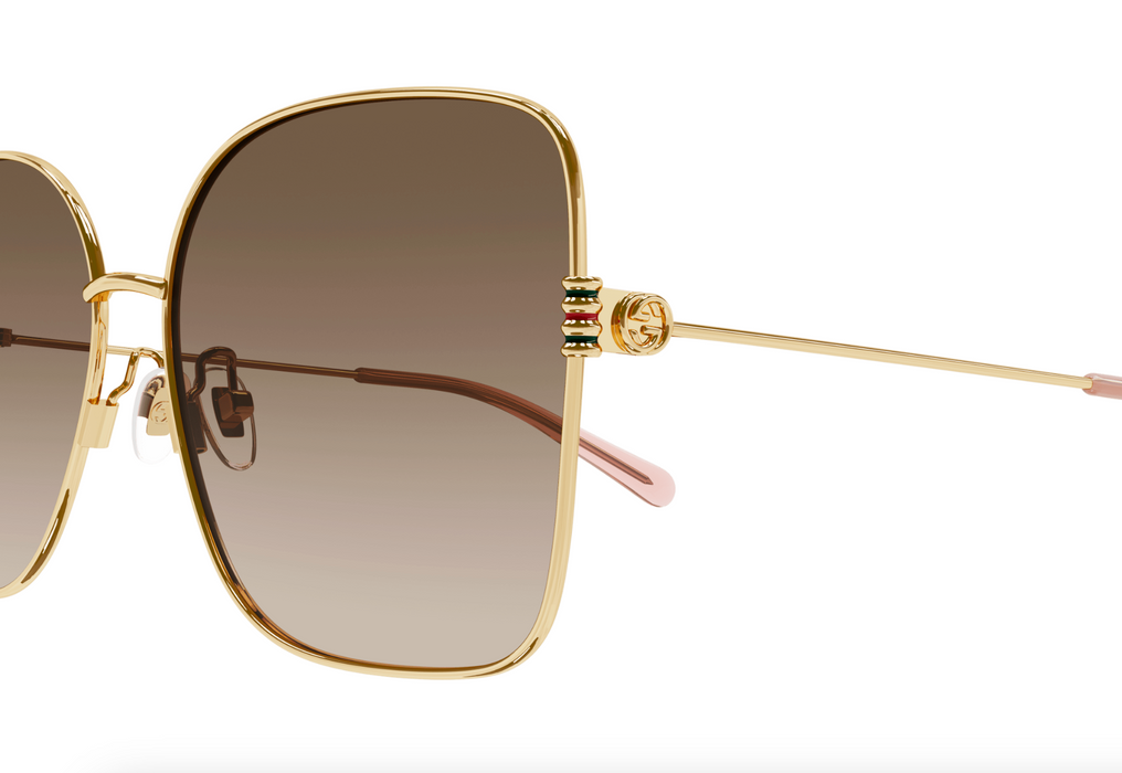 Gucci GG1282SA-003 Gold Frame Oversized Butterfly Sunglasses with Gradient Brown