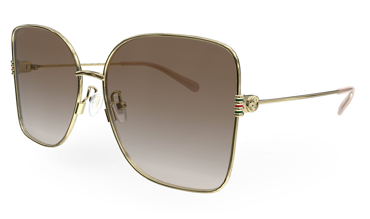 Gucci GG1282SA-003 Gold Frame Oversized Butterfly Sunglasses with Gradient Brown