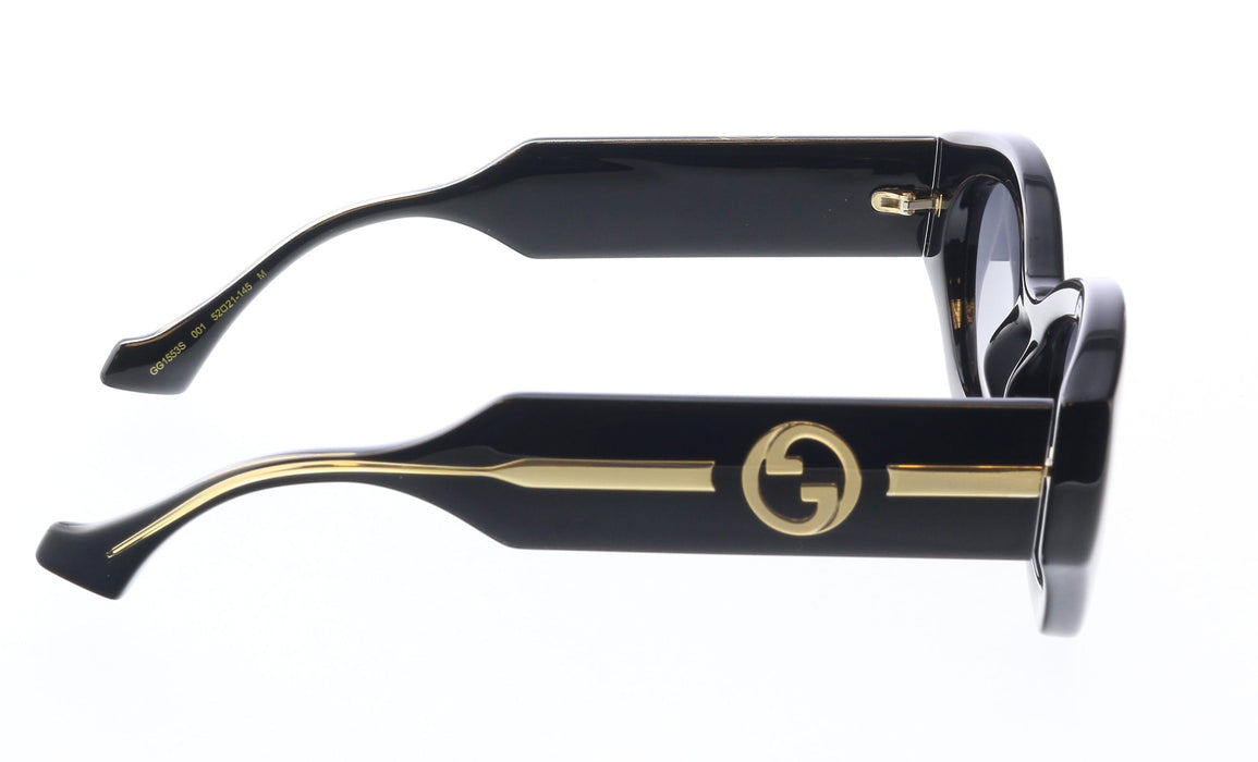 Gucci GG1553S-001 Black & Crystal round Ladies Sunglasses