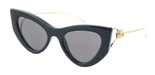 Gucci GG1565S-001  Black & Gold Cat-Eye Sunglasses with Grey Lenses