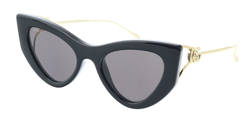 Gucci GG1565S-001  Black & Gold Cat-Eye Sunglasses with Grey Lenses
