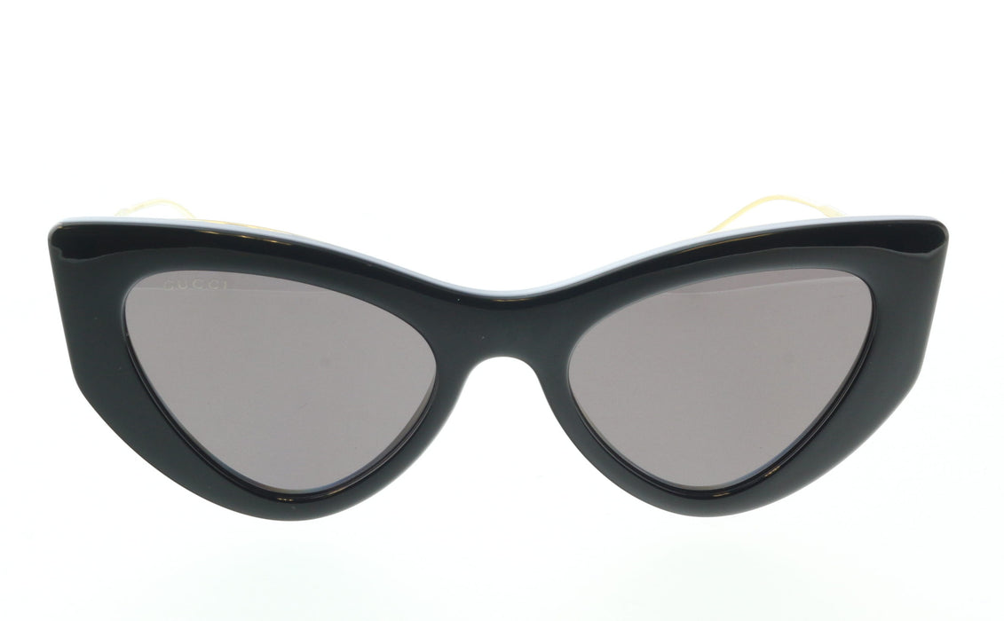Gucci GG1565S-001  Black & Gold Cat-Eye Sunglasses with Grey Lenses