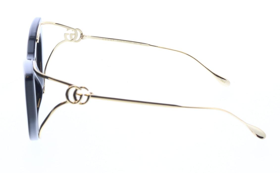 Gucci GG1565S-001  Black & Gold Cat-Eye Sunglasses with Grey Lenses